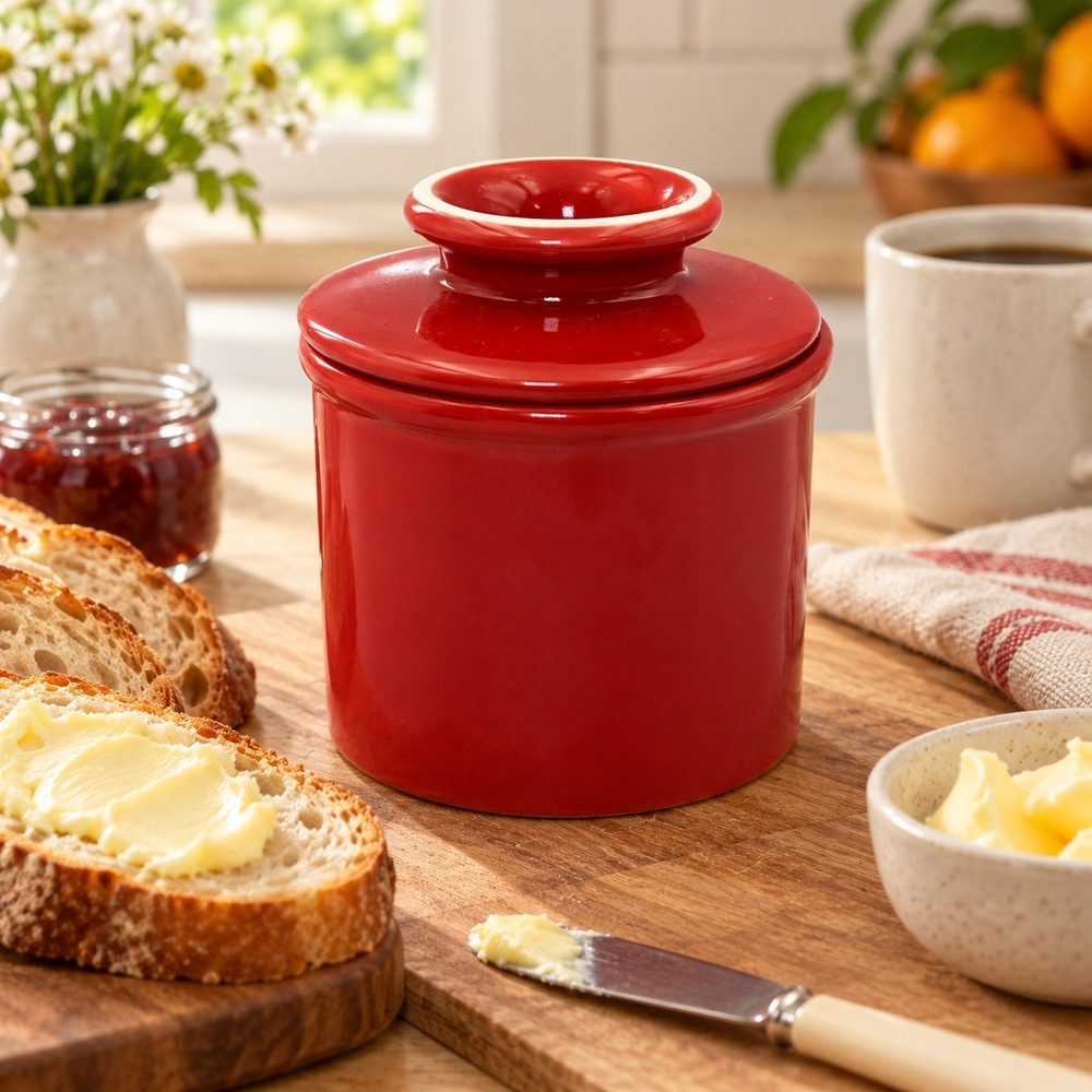 Butter Bell Crock L. Tremain Red Ceramic French Butter Keeper Kitchenware Decor